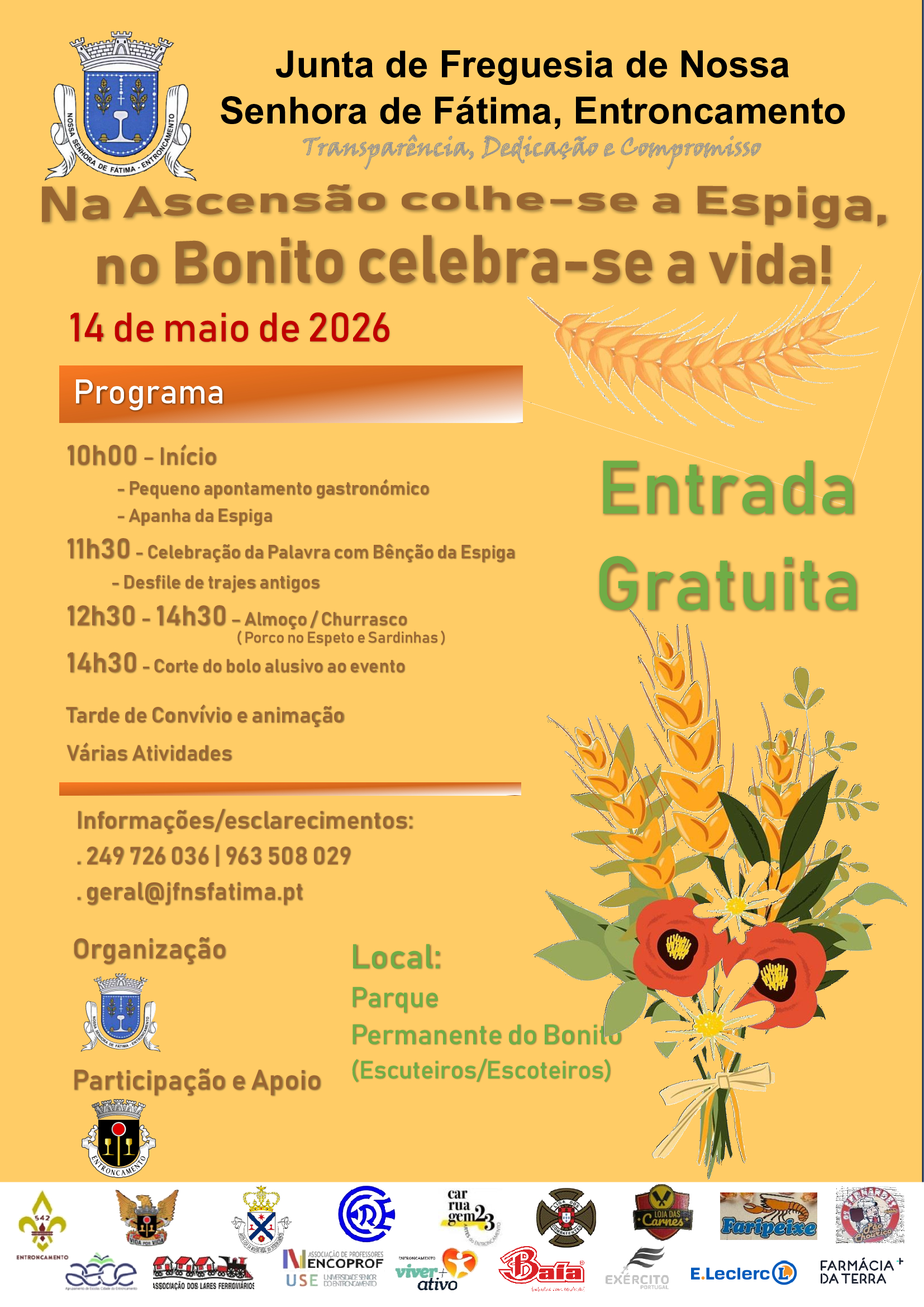 Convite - Na Ascensão colhe-se a Espiga, no Bonito celebra-se a vida!